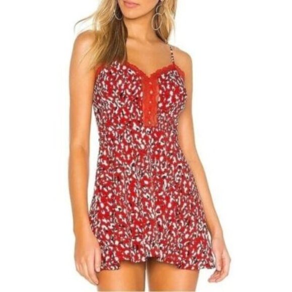 Superdown Briana Red Leopard Mini Dress - Picture 1 of 8